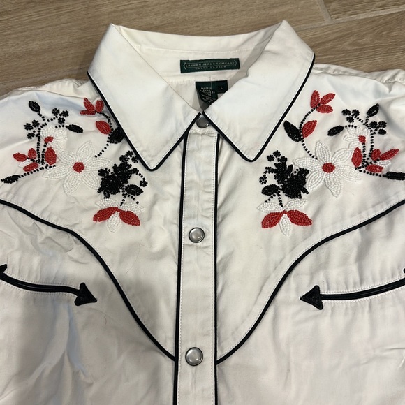 Beautiful Ralph Lauren Western Snap buttons shirt beaded size L cowboy shirt - Picture 8 of 13
